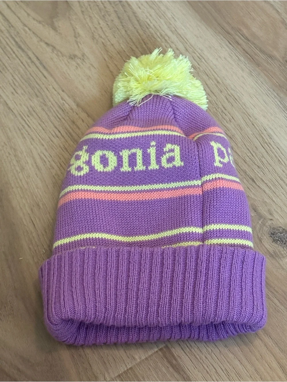 Patagonia Bright Purple Pom Beanie
